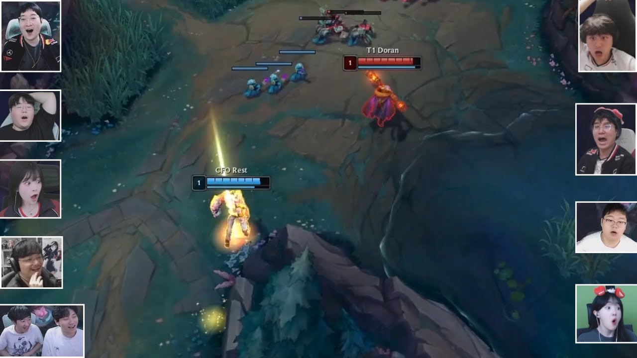 경험치 먹으려고 플 박아버리는 레스트 스트리머 반응[CFO vs T1]