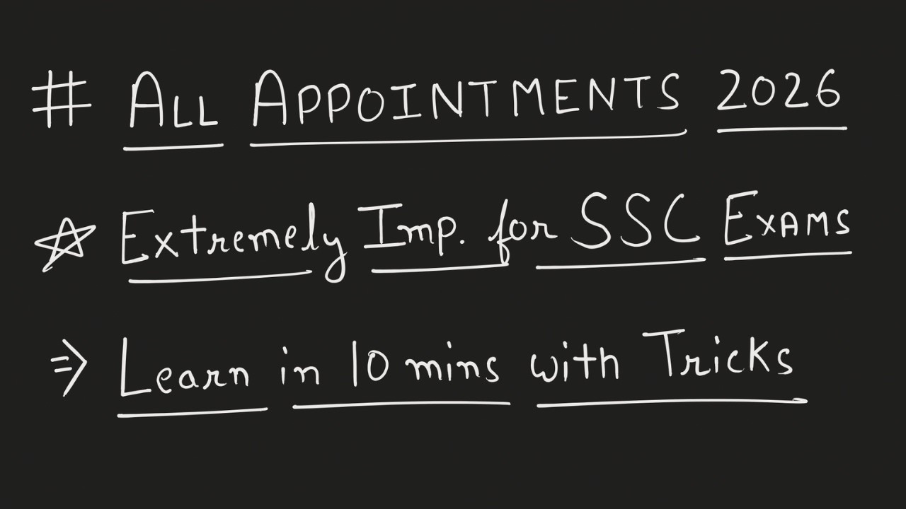 Learn Appointments 2026 Current Affairs With Tricks | Extremely Important for SSC Exams 2026