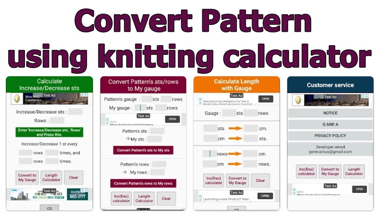 Knitting Calculator to convert pattern