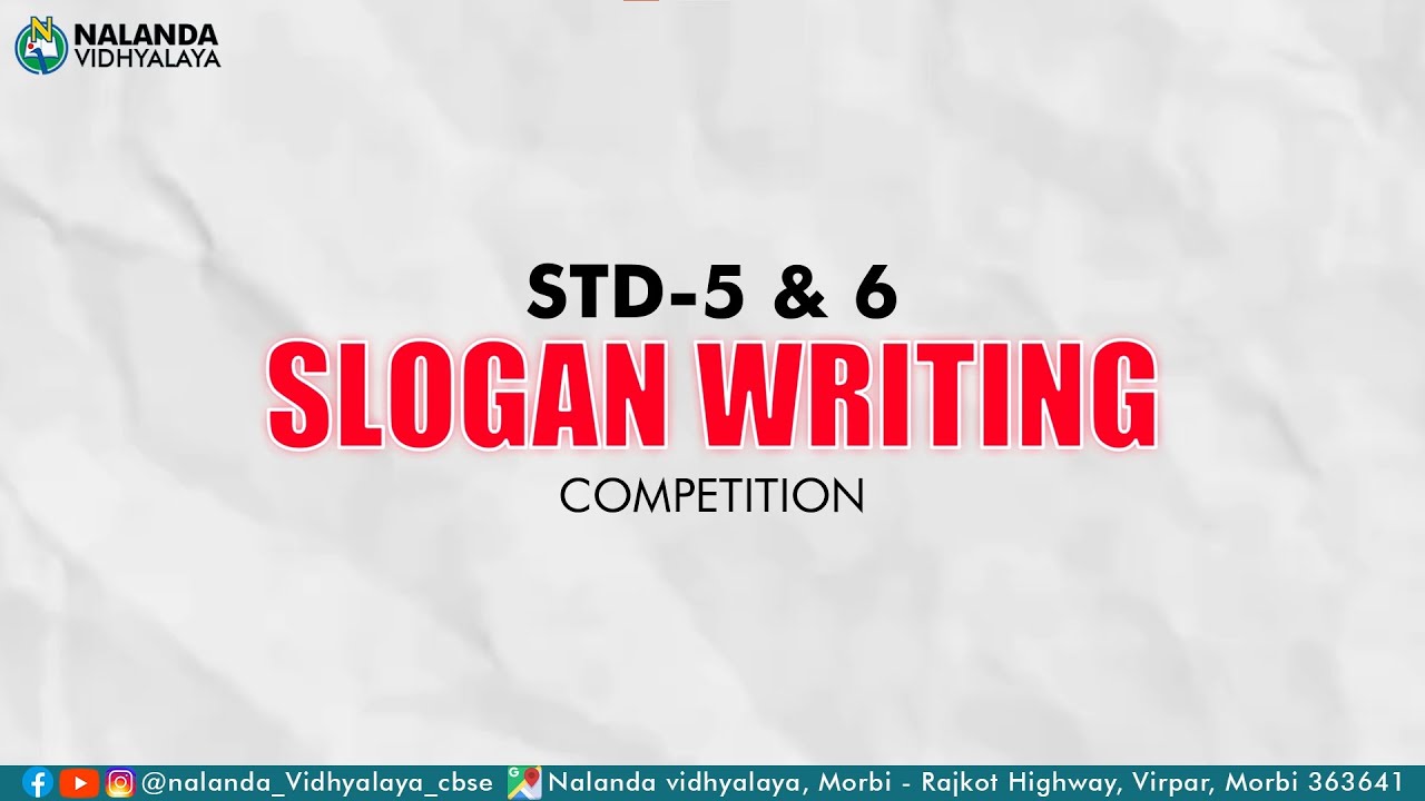Slogan Writing Competition | CCA Activity | Std-5 & 6 | Nalanda Vidhaylaya Morbi