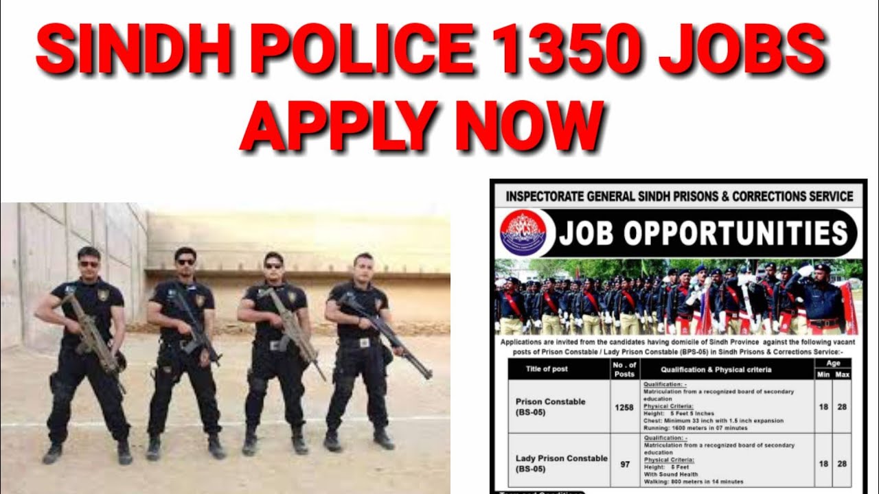 Sindh Police Jobs 2022 Application Form | Sindh police prison constable jobs | Police jobs 2022