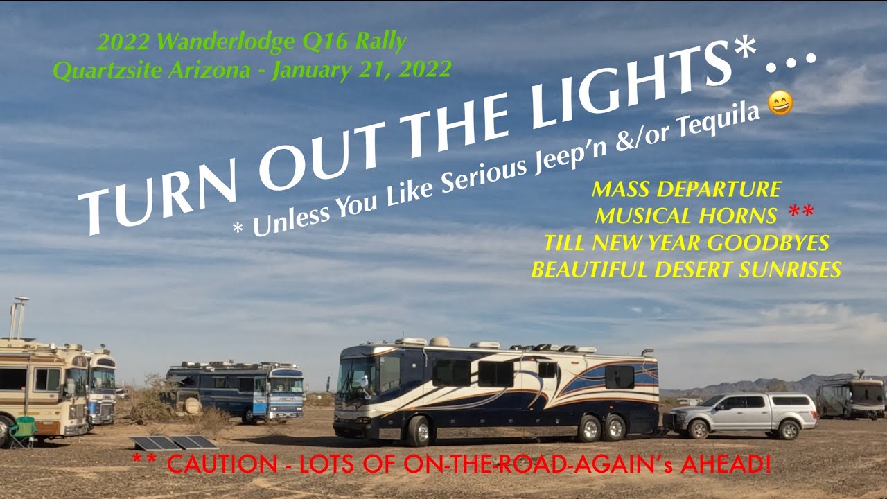 TURN OUT THE LIGHTS - BLUE BIRD WANDERLODGE END-OF-RALLY DEPARTURES with MUSICAL HORNS 2022 Q16  4K