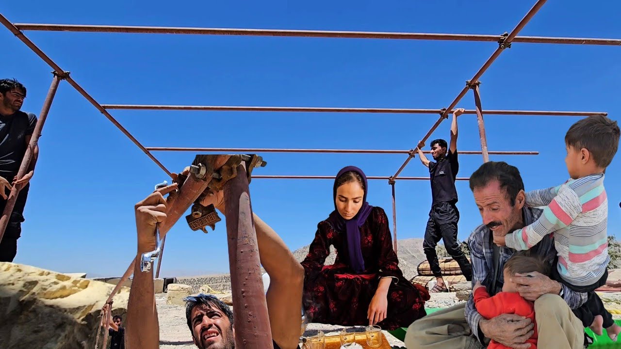 🏕️⛰️❤️Preparing a Traditional Nomadic Black Tent  Ali and Fatemeh Working Together in the Mountains 