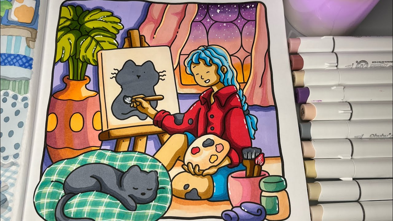 Girl Moments 2 by Coco Wyo | Relaxing ASMR | Color With Me #ohuhumarkers #cocowyo #adultcoloringbook