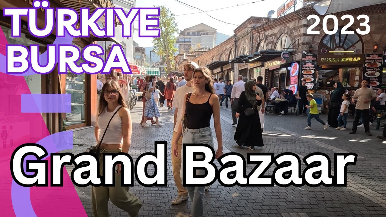 Türkiye Bursa Walking Tour -Grand Mosque(Ulu Camii)-Grand Bazaar-Koza Han-September 2023-(4K 60fps )
