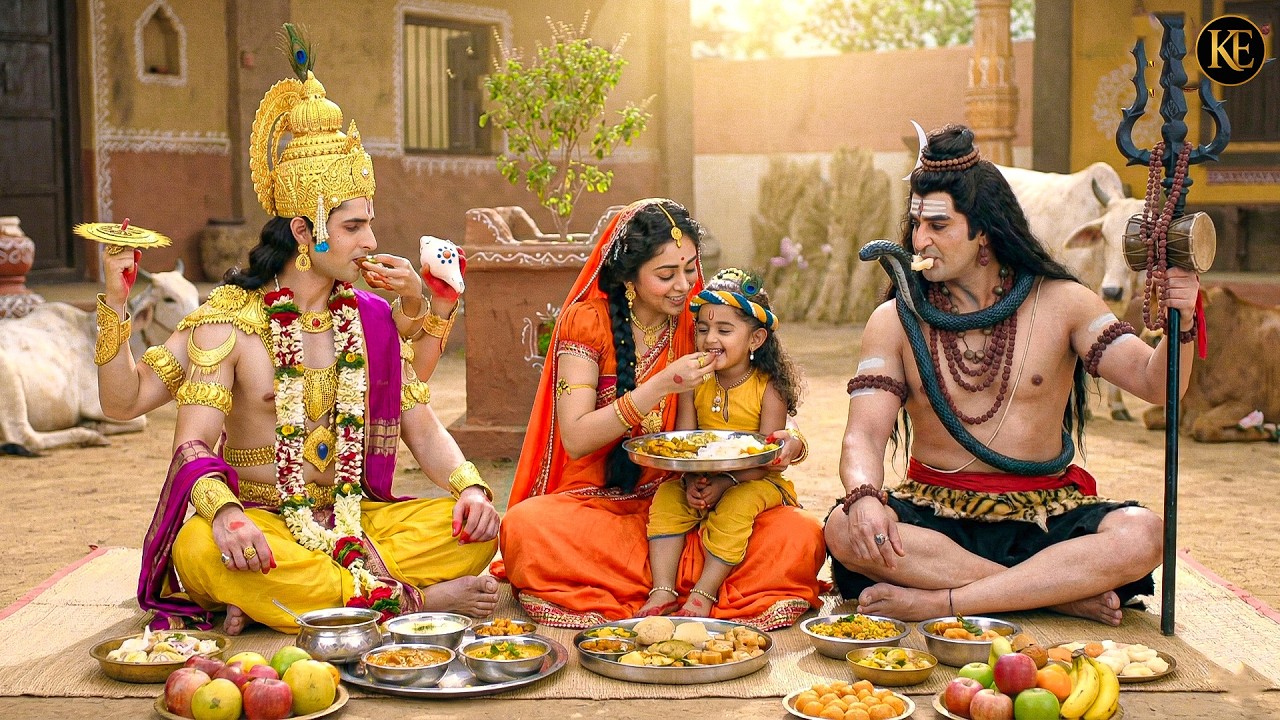“यशोदा मैया ने बाल कान्हा के साथ महादेव और नारायण भगवान को भोजन खिलाया || YMKN || Krishan leela