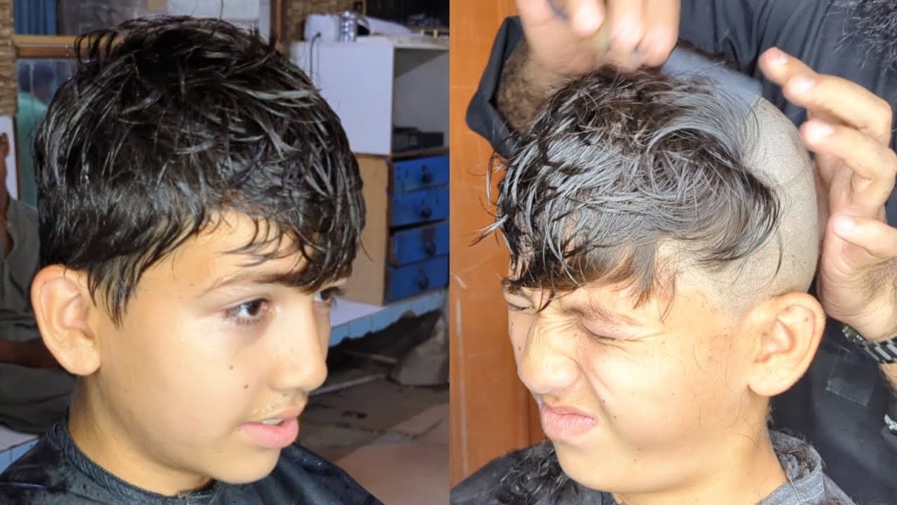 New and attractive head shave straight razor boy tutorial, dandruff clean Head shave zaibi barber sh