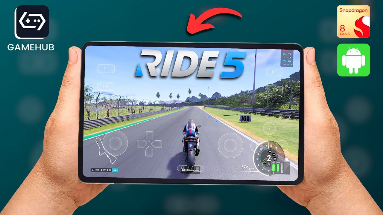 RIDE 5 DE PC COMPLETO NO ANDROID NATIVAMENTE, GAMEPLAY TESTE EMULADOR GAMEHUB 5.3.5
