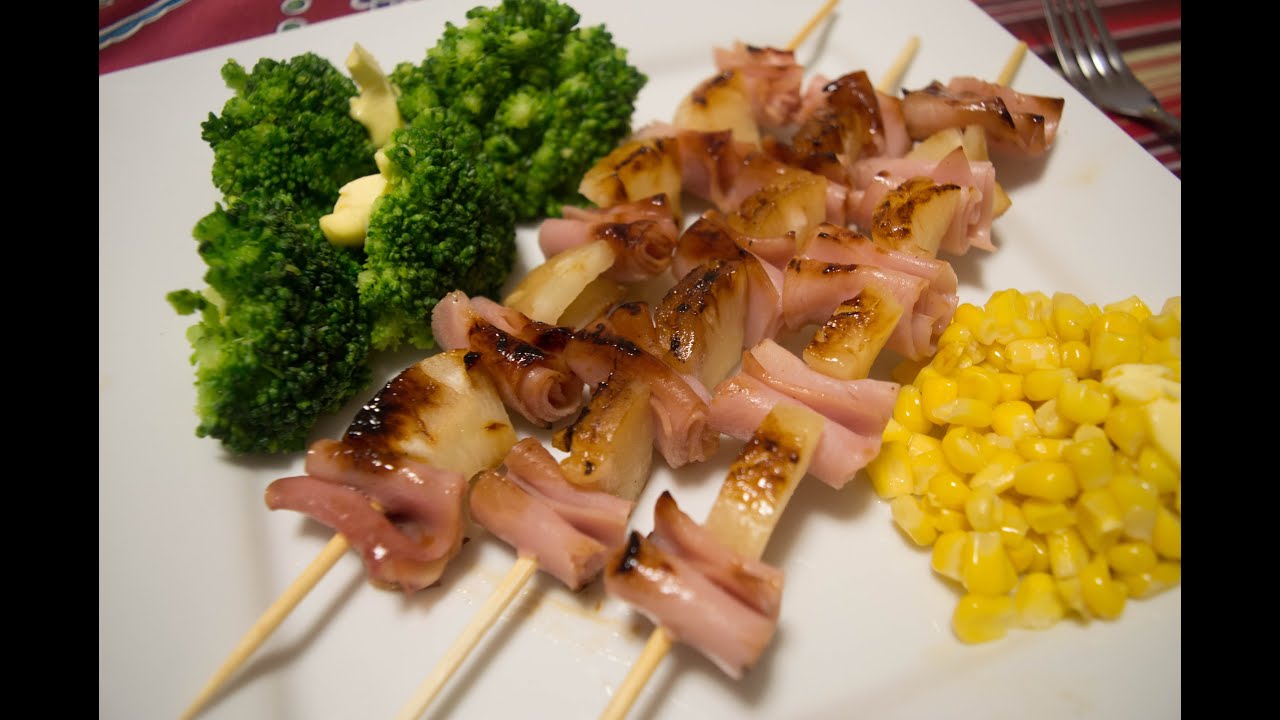 Ham & pineapple kebabs