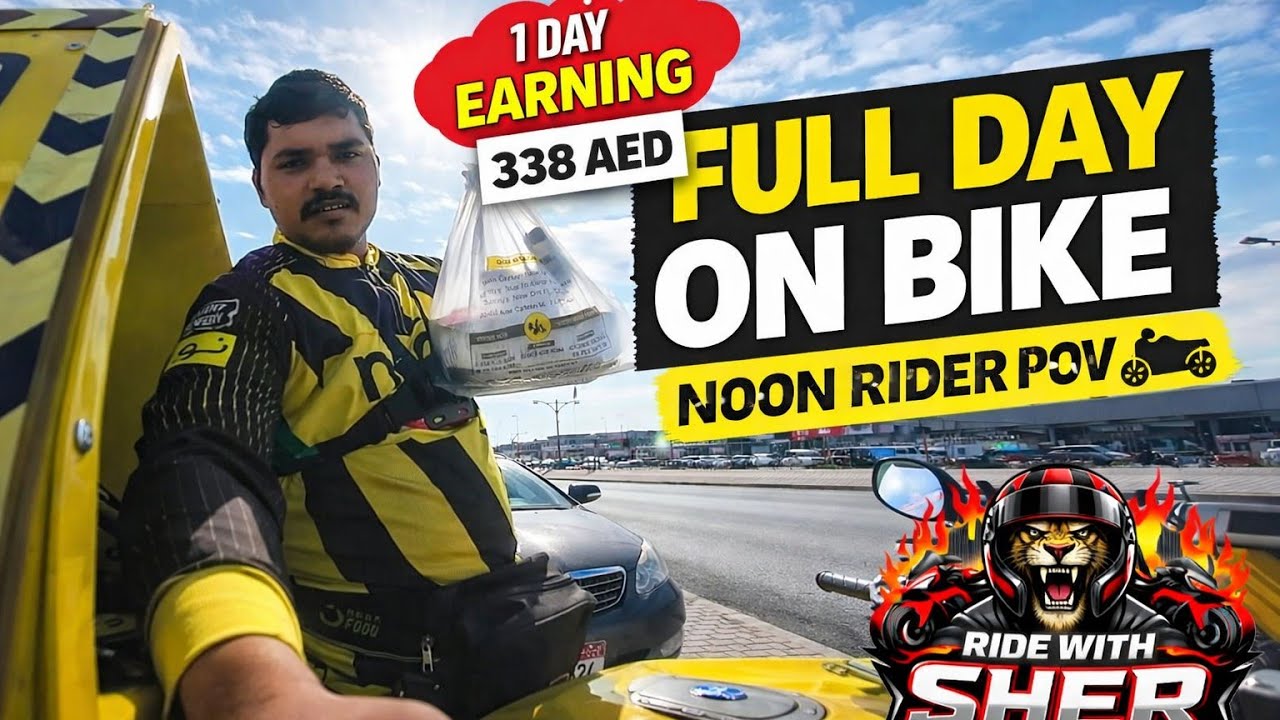 “UAE Delivery Rider Full Day | Real Rider Life on Bike”