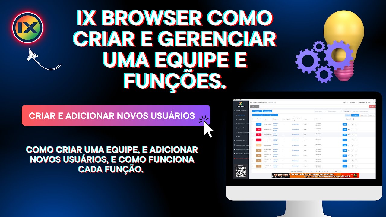 IX BROWSER - Como criar e gerenciar uma equipe e funções.