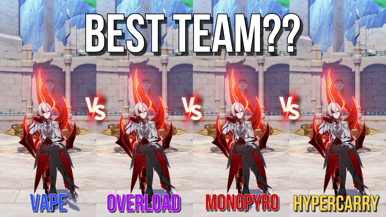 Arlecchino Vape vs Overload vs Monopyro vs Hypercarry Teams Gameplay Comparison & Damage Showcases!!
