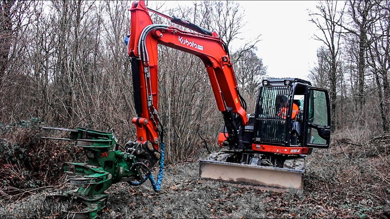 Kubota KX080-4 & Cisaille foresti&egrave;re | For&ecirc;ts & Paysages