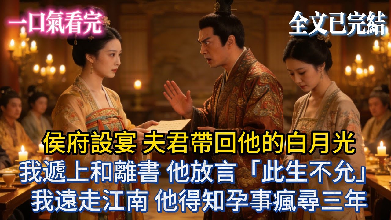 【完結小說】侯府設宴，夫君帶回他的白月光，我遞上和離書，他放言「此生不允」，我遠走江南，他得知孕事瘋尋三年。#小说推荐 #小说 #完結 #爽文 #古風