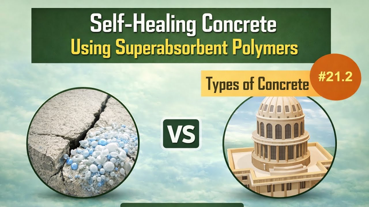 What is Self-healing Concrete Using Superabsorbent Polymers || SAPs || Types of Concrete #21.2