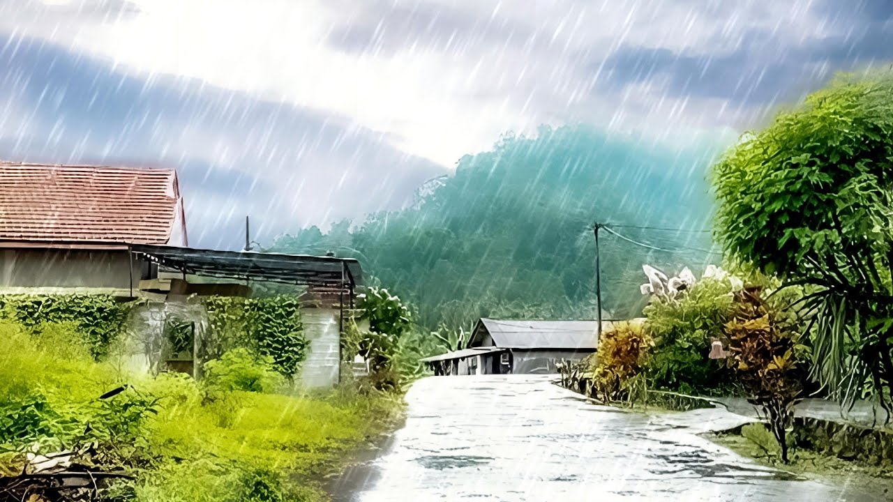 Rainy Day, Walking in the Beautiful Indonesian Hilly Mountain Village l Lava Path Village l asmr