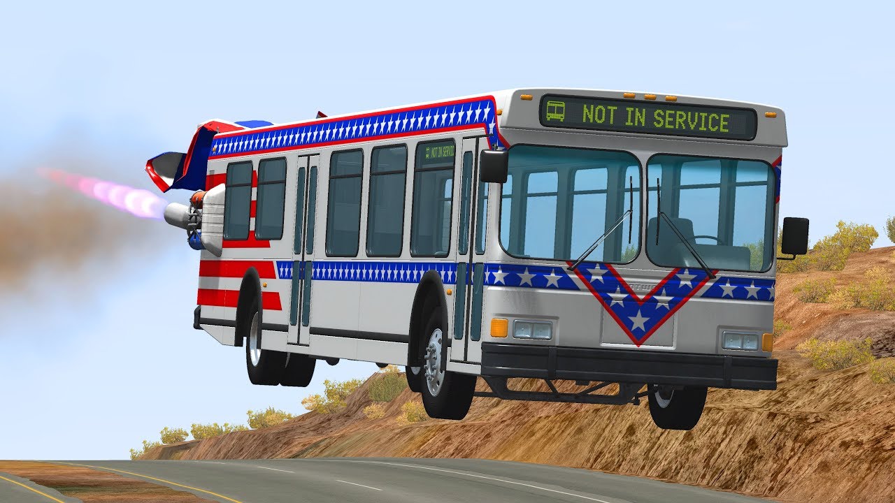 Rocket Bus Insane High Speed Jumps & Crashes - BeamNG Drive