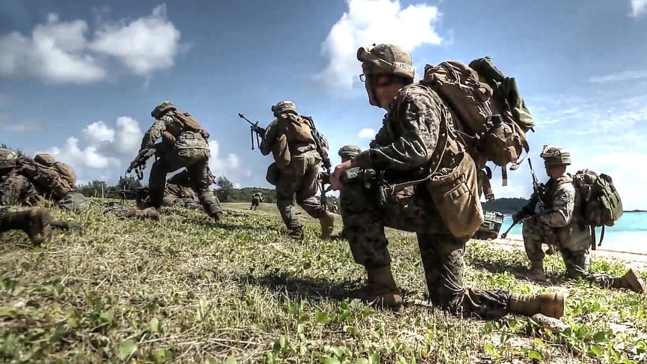 US Marines Assault On Enemy Defense &ndash; Amphibious Assault Training On Okinawa, Japan