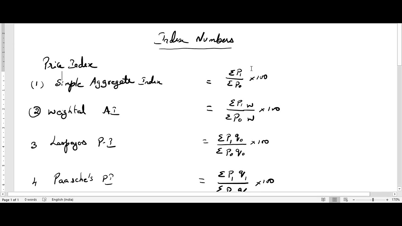 Index Number formula | Business Statistics | UG | B.Com | 2 year |