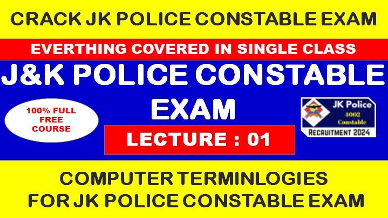Computer Lecture 1 - Basic Terminologies for  JK POLICE CONSTABLE EXAM JKSSB || FREE COURSE FOR ALL