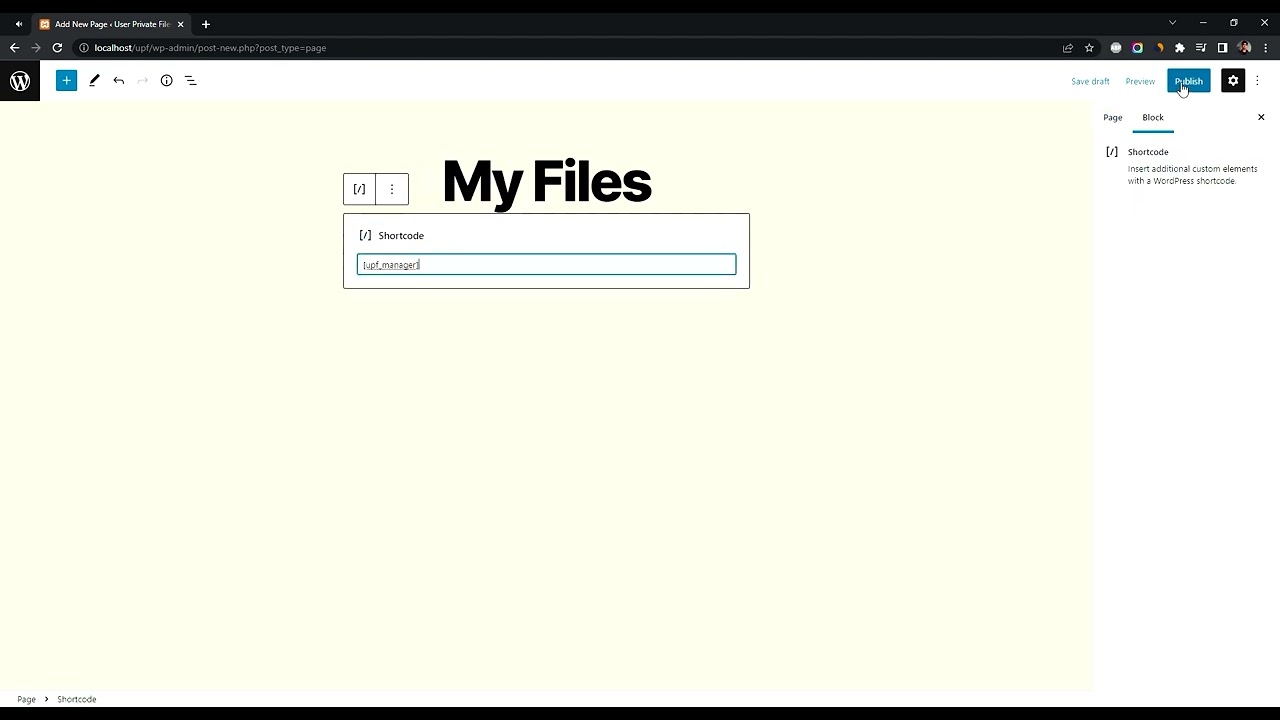 How to create a page for Frontend File Manager PRO