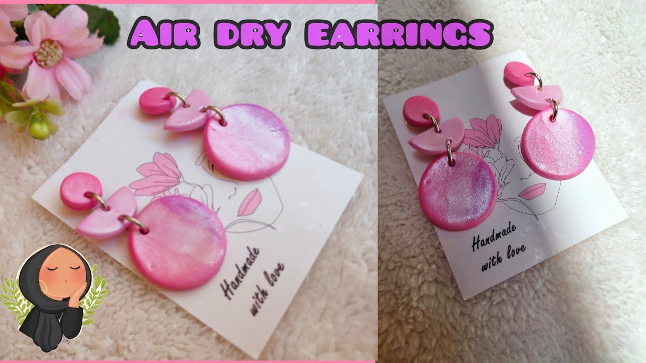 air dry earrings  حلق بعجينة السيراميك