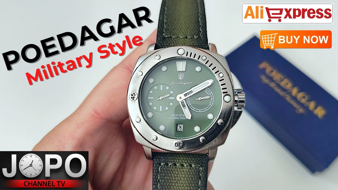 POEDAGAR 690 Military Dive Style Quartz Watch│Poedagar Watch Review│Subtitles