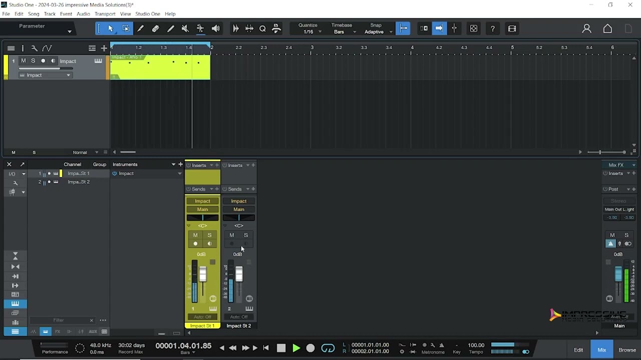 How to make Afro Beats drum pattern in Studio One Patterns