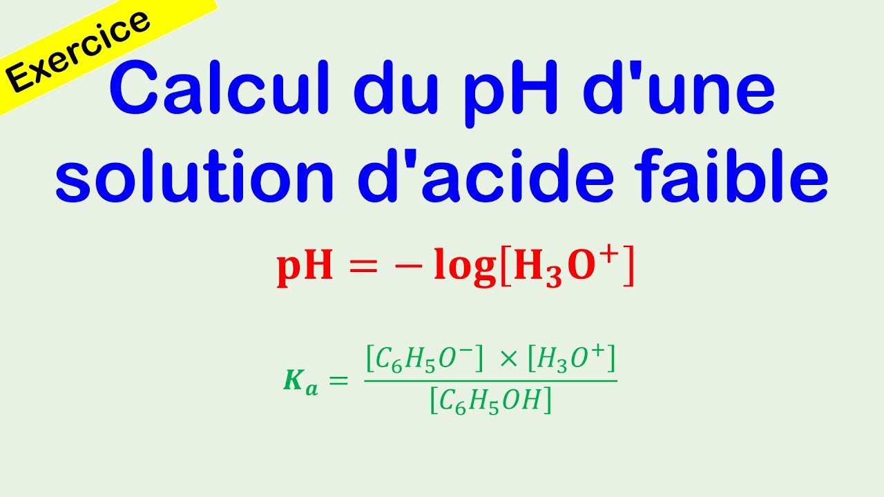 Calcul du pH d'une solution d'acide faible