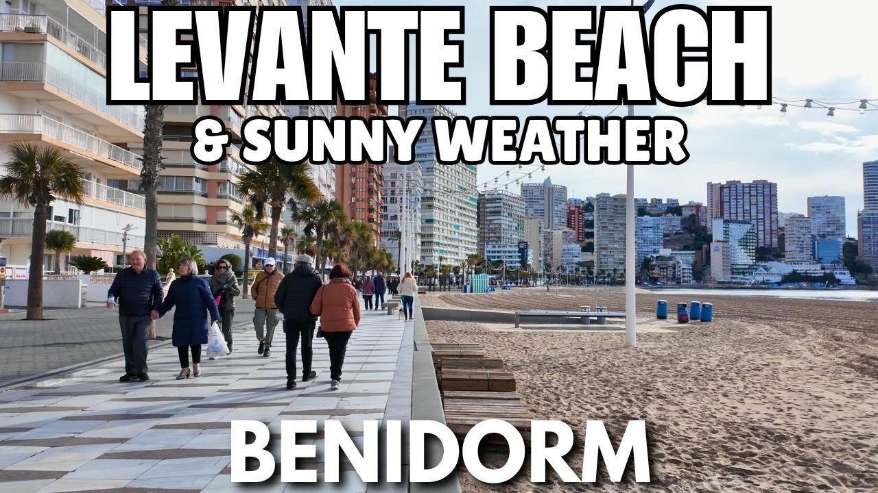 Benidorm: Busy Levante Beach, Sunny Weather & Morning Crowds! 🏖️🍺