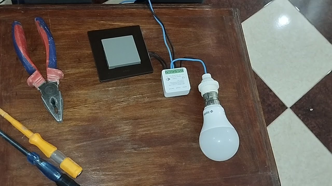 montage interrupteur simple alumag avec Mini smart switch.تركيب قاطع كهربائي بسيط مع مني سمارت سويتش