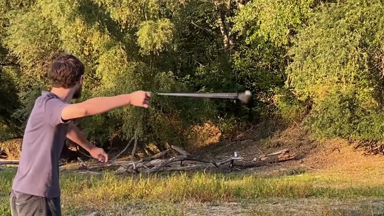 Slinging from 33 meters distance to target