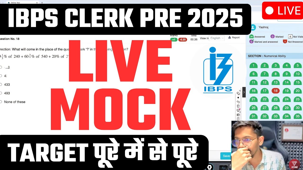 💌 Live Mock IBPS Clerk Prelims | Learn the Smartest Approach | Yashraj Sir | Veteran 