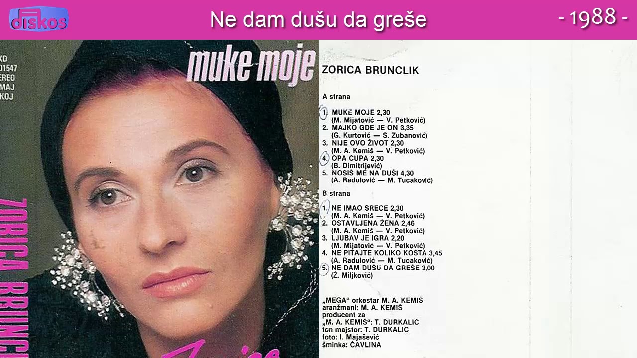 Zorica Brunclik - Ne dam dusu da grese - (Audio 1988)