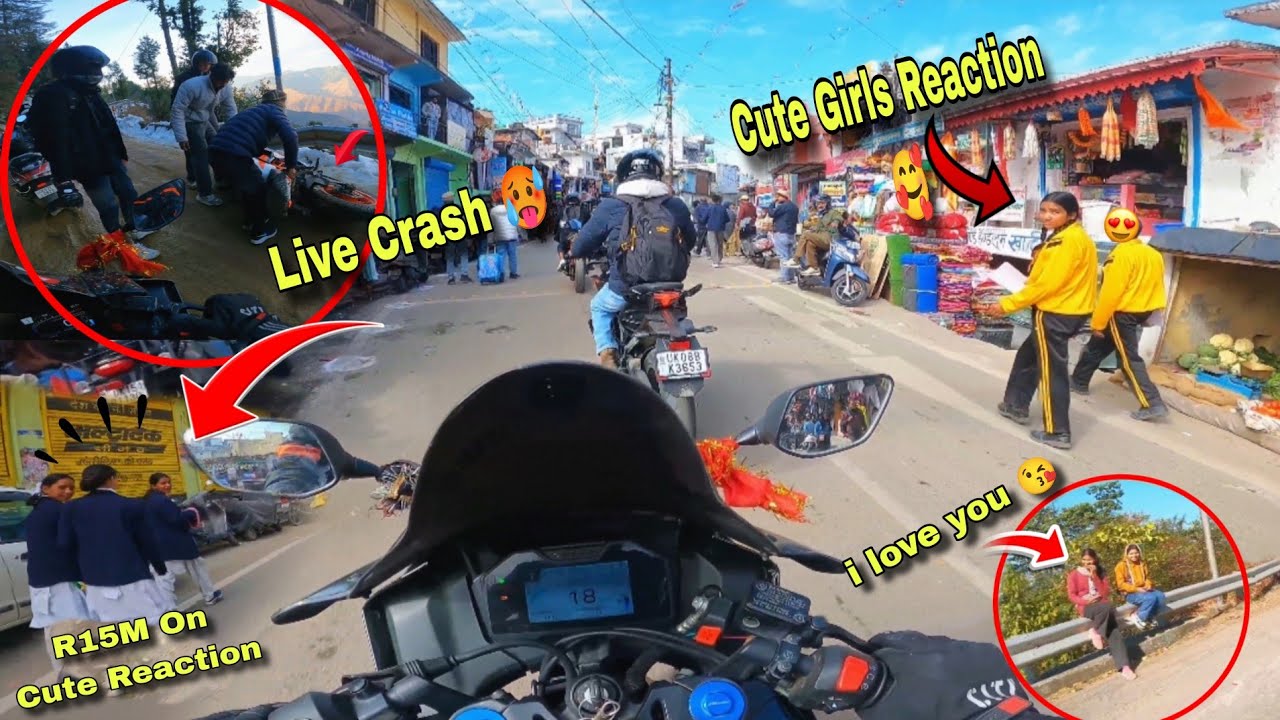 Cute Girls Reaction 🥰 Live Crash Ktm Rc 200 🥵 #yamaha On Snow Fall #bikecrash 26 JANUARY #hyperride 
