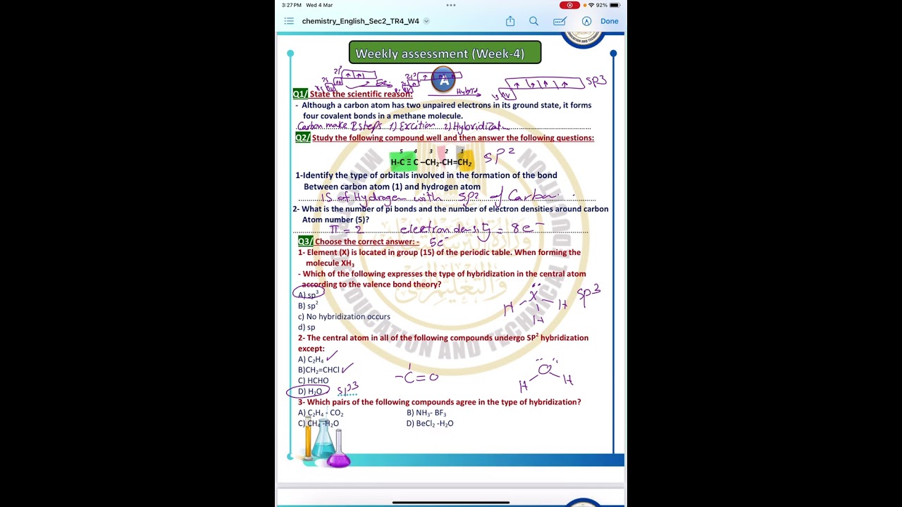 Weekly assessment week 4 chemistry sec2 second term 2026 by Mrs Randa Hagag 