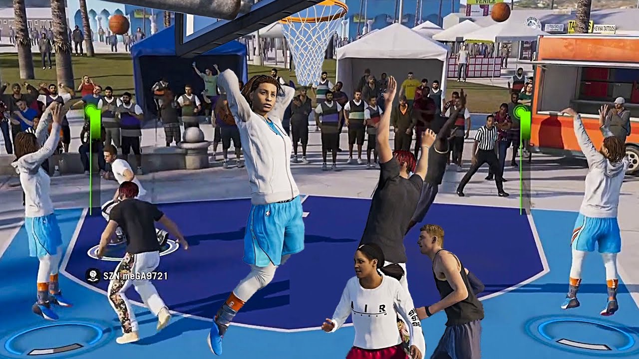 🌴 Venice Beach 🌴 TAKEOVER Using My SF Female Assassin Build ⛹🏽‍♀️- NBA Live 19 3V3 Live Run 🏀