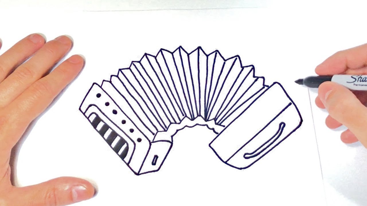 Cómo dibujar un Acordeon Paso a Paso | Dibujo de Acordeon