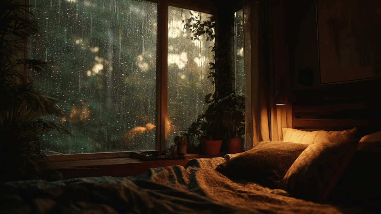 Glass House Forest 🌲🌧️🎹 | Nature Rain Ambience, Deep Calm, Meditation, Focus & Sleep Music