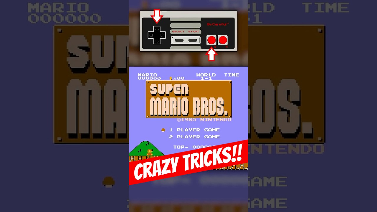 Трюки на СТАРТОВОМ ЭКРАНЕ в Super Mario Bros. (NES)!!