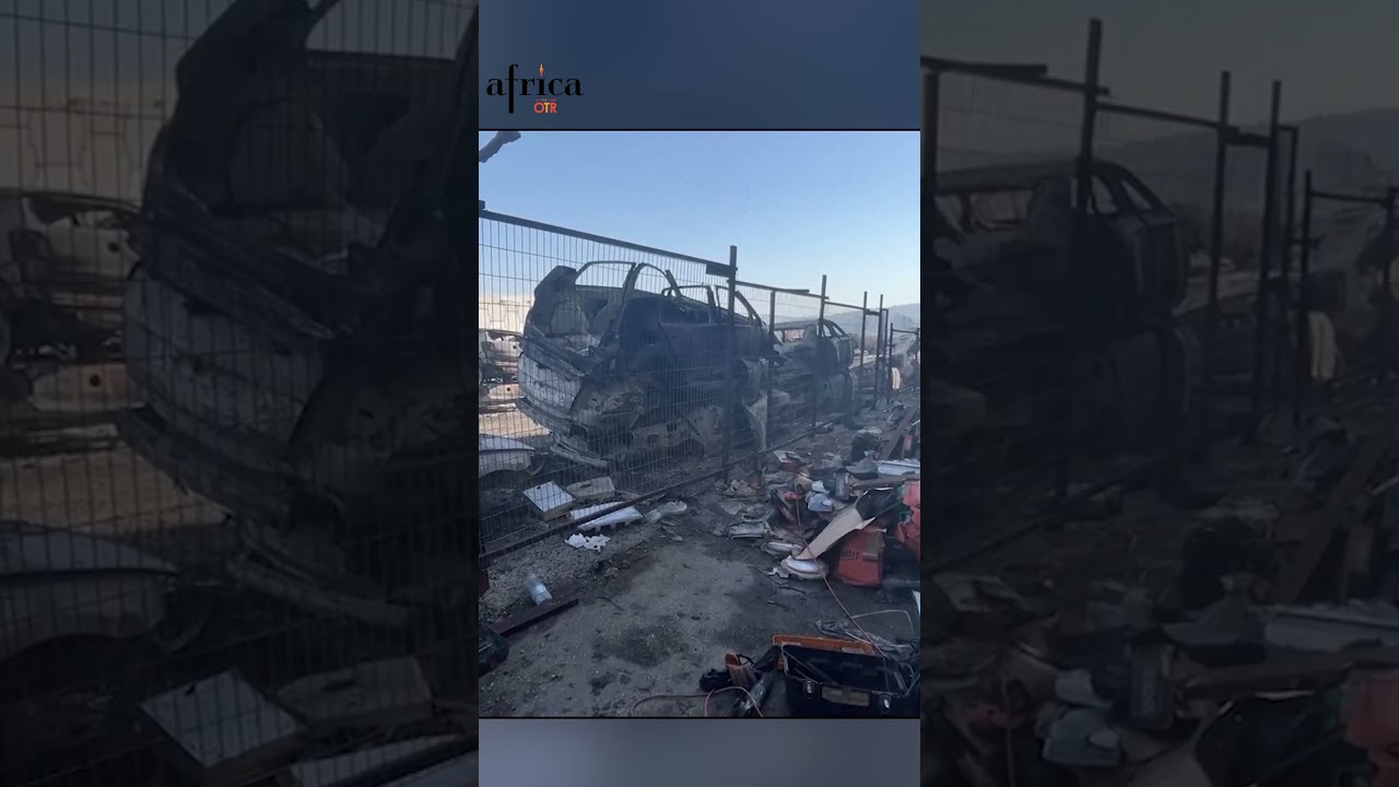 Cars torched by settlers in the occupied West Bank