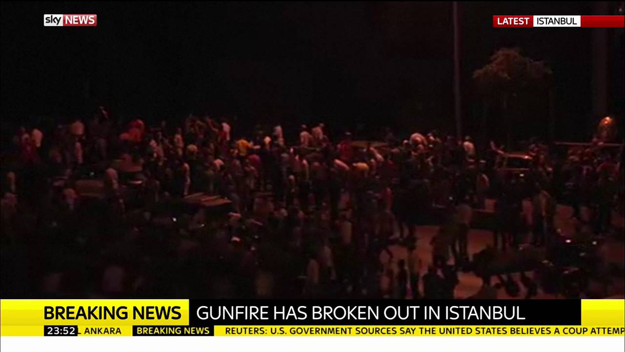 Protesters Duck As Gunfire Breaks Out In Istanbul