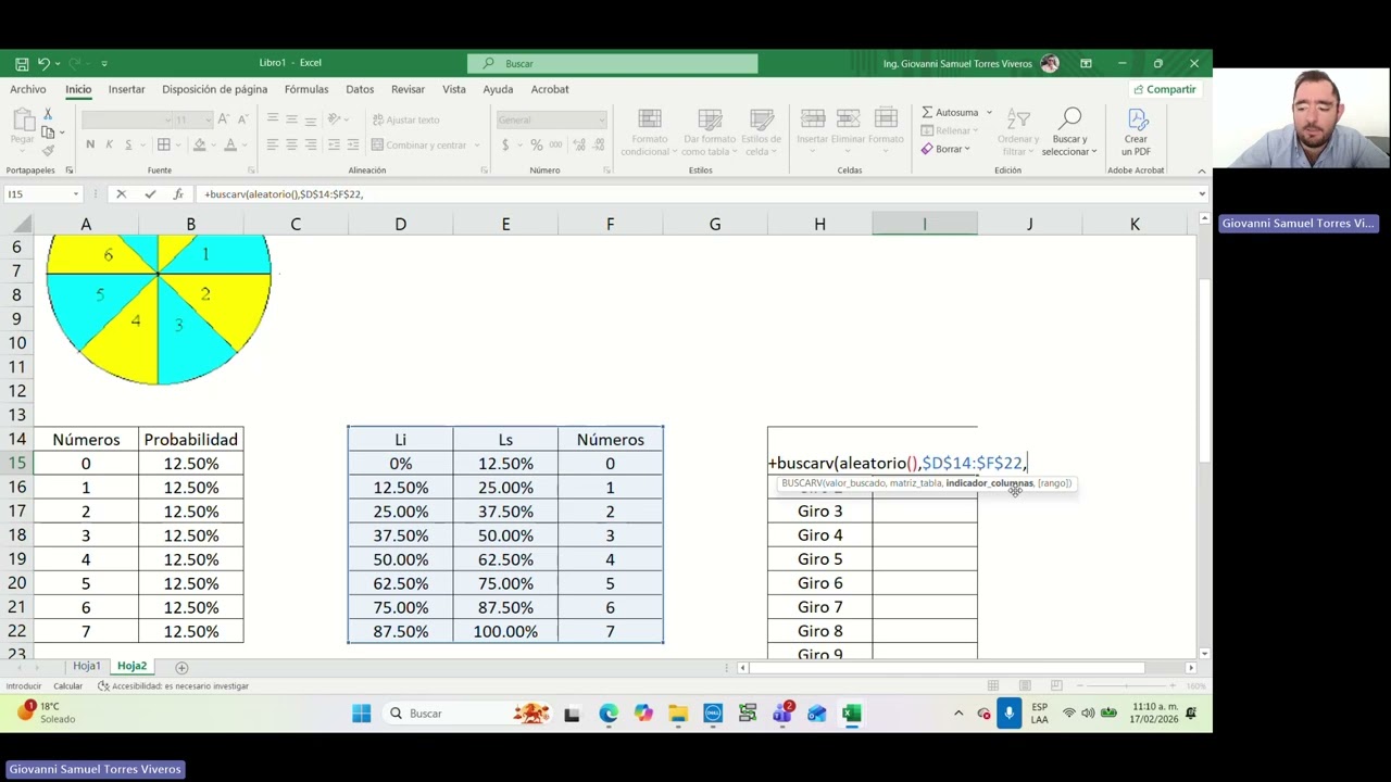 SIMULACIÓN DE VARIABLES ALEATORIAS DE UNA RULETA