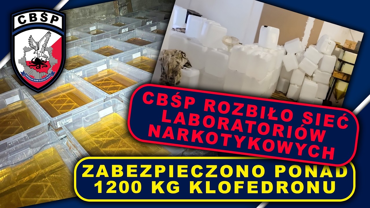 CBŚP rozbiło sieć laboratoriów narkotyków syntetycznych. Zabezpieczono ponad 1200 kg klofedronu