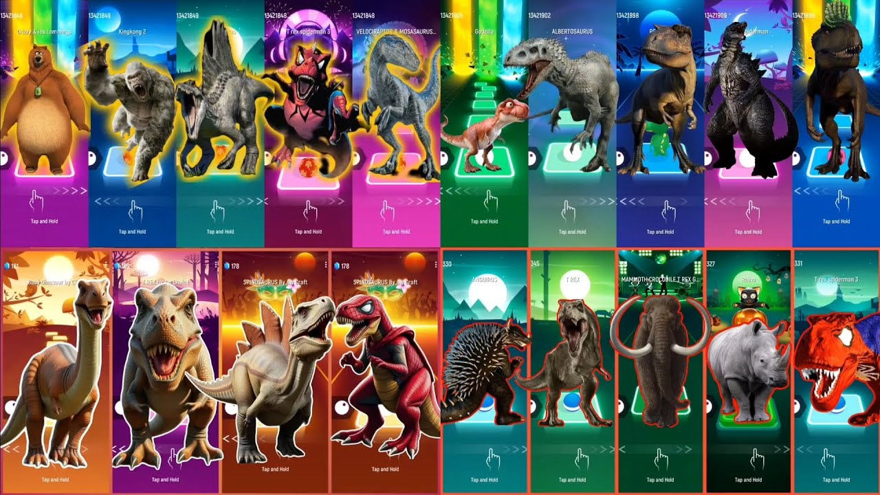 🦖 Indoraptor vs Mammoth vs Indominus Rex vs LEGO Jurassic World | Epic Monster Battle 🔥 (Tiles Hop)