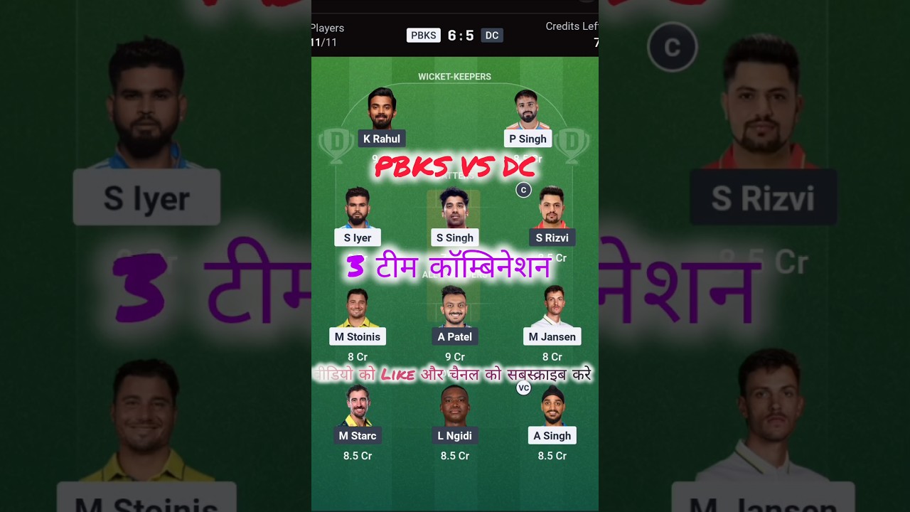 PBKS vs DC Dream11 Prediction | Punjab Kings vs Delhi Capitals | PBKS vs DC Dream11 Team#ipl2026