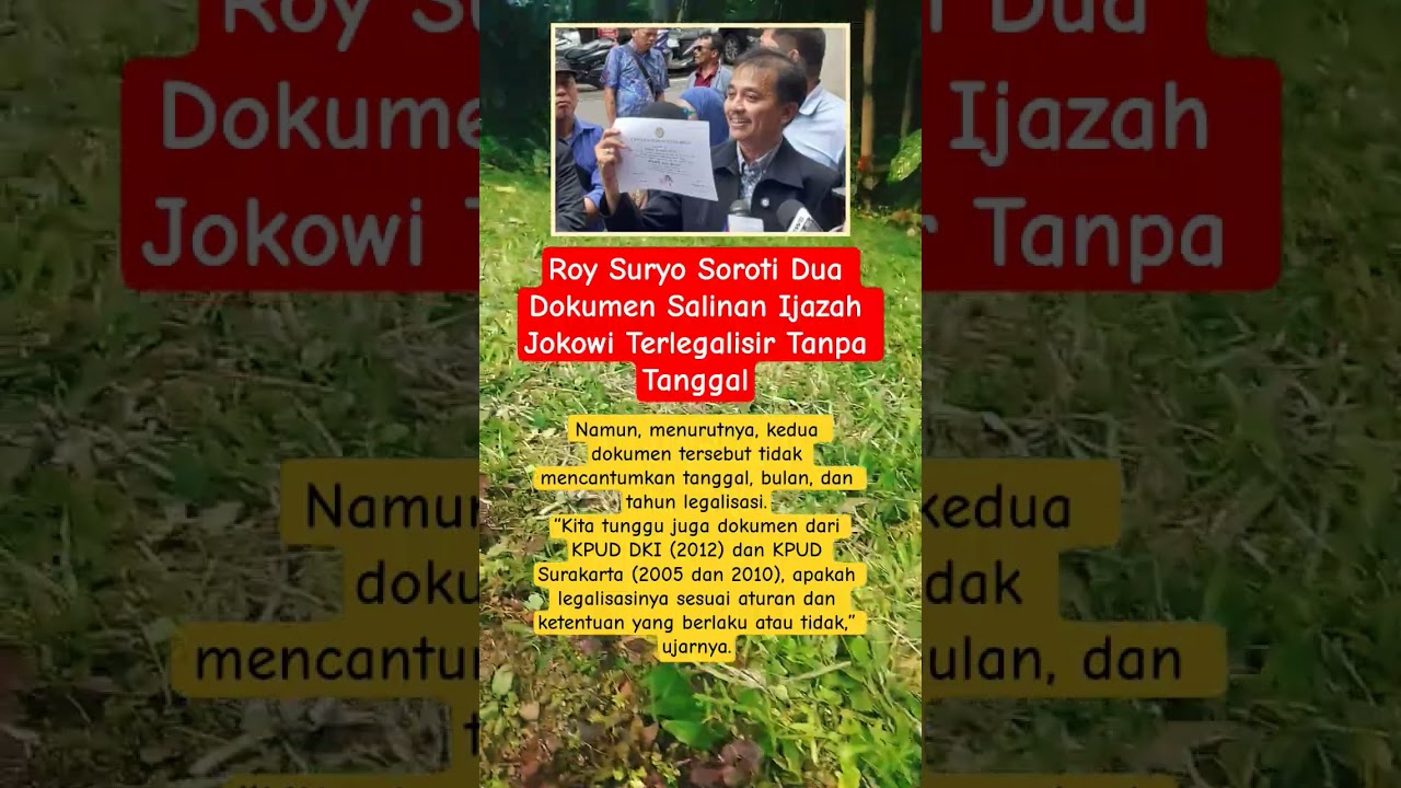 Roy Suryo Soroti Dua Dokumen Salinan Ijazah Jokowi Terlegalisir Tanpa Tanggal#roysuryo