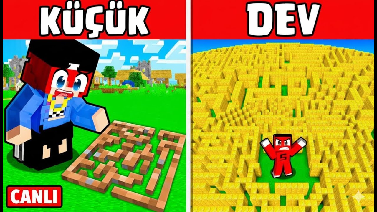 [ CANLI YAYIN ] BÜYÜK vs KÜÇÜK LABİRENT YAPI KAPIŞMASI !! - Minecraft