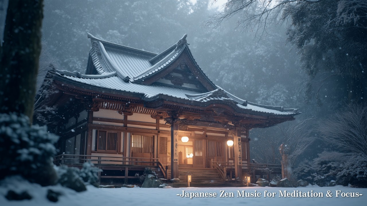 【Japanese Zen BGM】Snow Temple Morning — Japanese Zen Healing Music for Focus, Meditation & Sleep