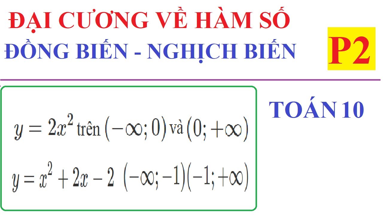 ĐẠI CƯƠNG VỀ HÀM SỐ. HÀM SỐ ĐỒNG BIẾN VÀ NGHỊCH BIẾN. TOÁN LỚP 10 -P2